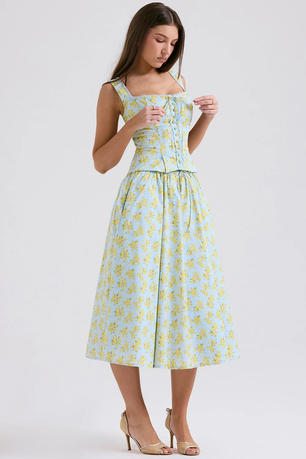Suninheart Summer Elegant and Beautiful Women Dresss 2024 Floral Print 2 Piece Dress Set Casual Party Holiday Dress Sets