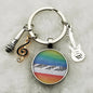 Musical Instrument Piano Guitar Electronic Organ Music Keychain Pendant Musical Note Keychain Keyring Music Glass Dome Jewelry
