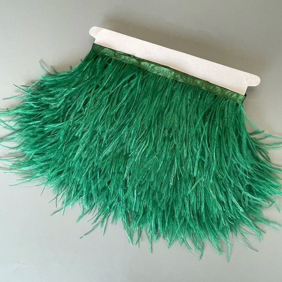 Ostrich Feathers Trim 10 Meter 13-18 CM Feather Plumes Ribbon Selvage For DIY Wedding Dress Decoration Crafts Accessories