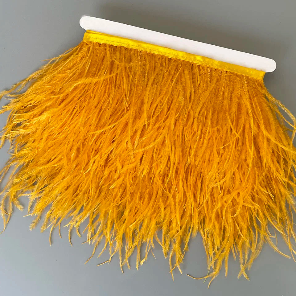 Ostrich Feathers Trim 10 Meter 13-18 CM Feather Plumes Ribbon Selvage For DIY Wedding Dress Decoration Crafts Accessories