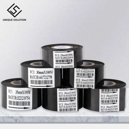 Thermal Ribbon Of Ribbon Printing Machine 30*100m Date Code Printer Accessory Black 25mm 30mm 35mm Width For DY-8 HP-241B