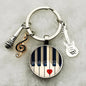 Musical Instrument Piano Guitar Electronic Organ Music Keychain Pendant Musical Note Keychain Keyring Music Glass Dome Jewelry