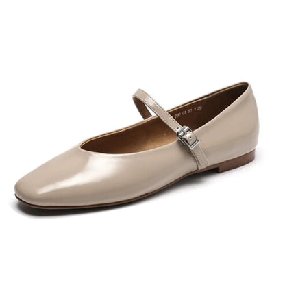 JOZHAMTA Size 34-43 Women Ballet Flats Shoes Soft Real Leather 2025  Silver Buckle Strap Casual Low Heels Wedding Dress Shoes