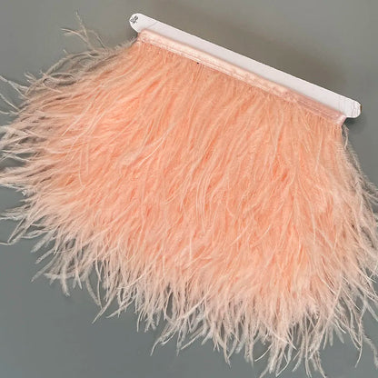 Ostrich Feathers Trim 10 Meter 13-18 CM Feather Plumes Ribbon Selvage For DIY Wedding Dress Decoration Crafts Accessories