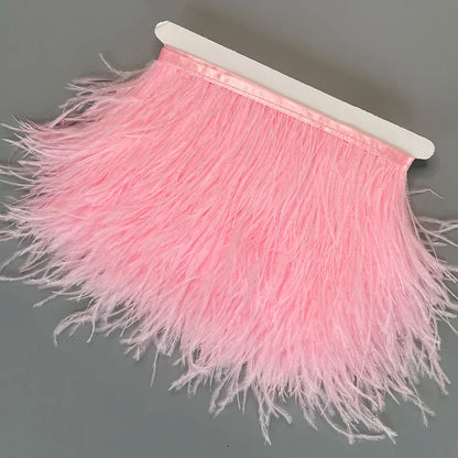 Ostrich Feathers Trim 10 Meter 13-18 CM Feather Plumes Ribbon Selvage For DIY Wedding Dress Decoration Crafts Accessories