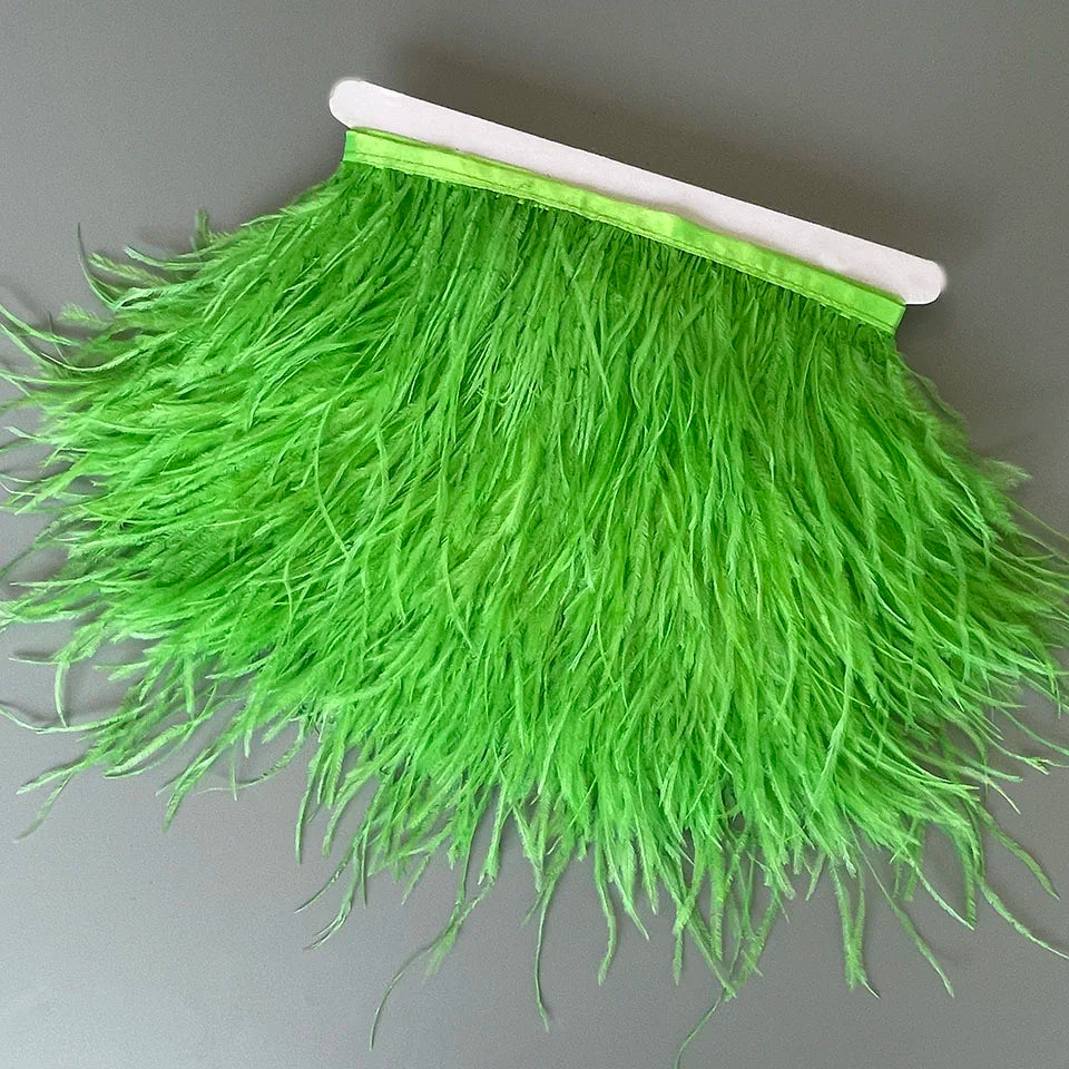 Ostrich Feathers Trim 10 Meter 13-18 CM Feather Plumes Ribbon Selvage For DIY Wedding Dress Decoration Crafts Accessories