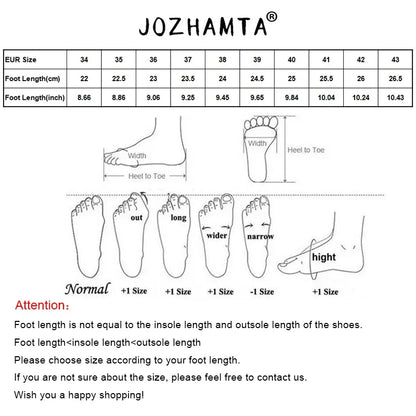 JOZHAMTA Size 34-43 Women Ballet Flats Shoes Soft Real Leather 2025  Silver Buckle Strap Casual Low Heels Wedding Dress Shoes