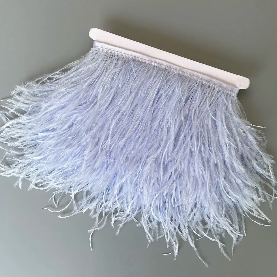 Ostrich Feathers Trim 10 Meter 13-18 CM Feather Plumes Ribbon Selvage For DIY Wedding Dress Decoration Crafts Accessories