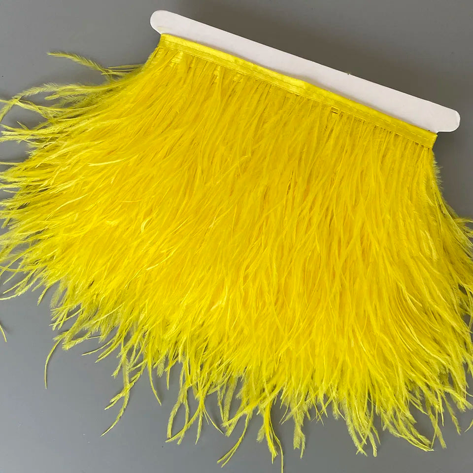 Ostrich Feathers Trim 10 Meter 13-18 CM Feather Plumes Ribbon Selvage For DIY Wedding Dress Decoration Crafts Accessories