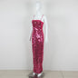 High quality sequin luxury suspender women girl dress, banquet annual party meeting dresses skirt Strap Sleeveless Skinny Shiny