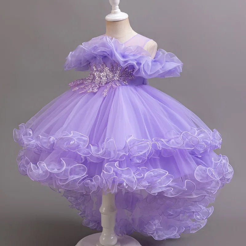 Girl Flower Princess Sequins Baby Wedding Christmas Party Tail Dress Birthday Party Wedding Flower Girl Sweet and Cute Dress