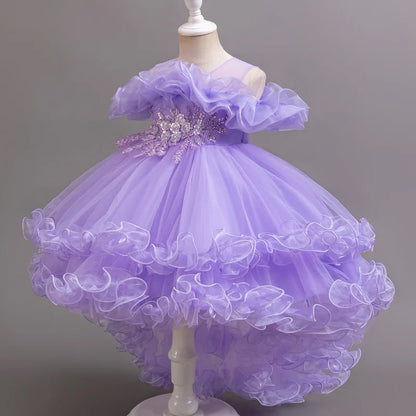 Girl Flower Princess Sequins Baby Wedding Christmas Party Tail Dress Birthday Party Wedding Flower Girl Sweet and Cute Dress