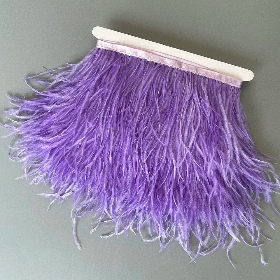 Ostrich Feathers Trim 10 Meter 13-18 CM Feather Plumes Ribbon Selvage For DIY Wedding Dress Decoration Crafts Accessories