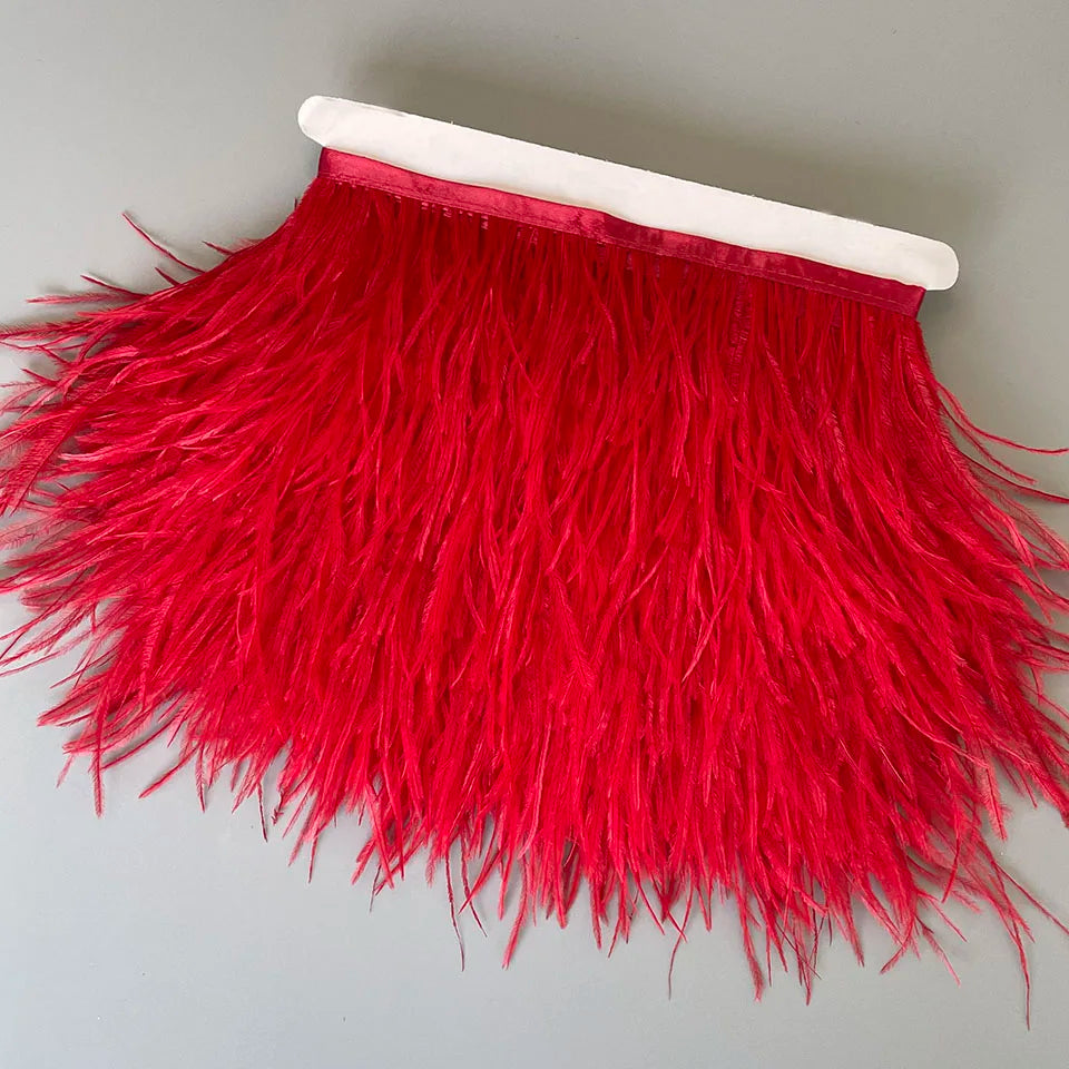 Ostrich Feathers Trim 10 Meter 13-18 CM Feather Plumes Ribbon Selvage For DIY Wedding Dress Decoration Crafts Accessories