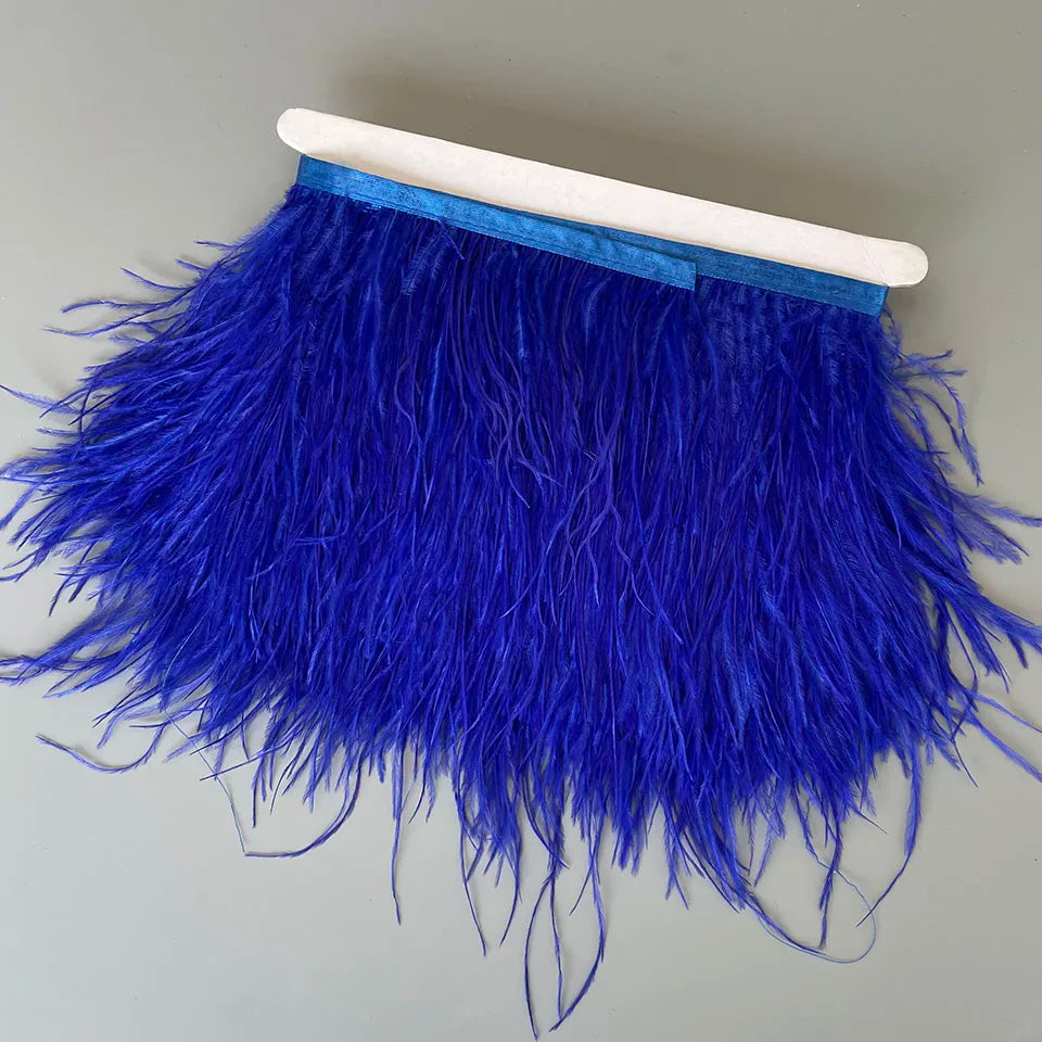 Ostrich Feathers Trim 10 Meter 13-18 CM Feather Plumes Ribbon Selvage For DIY Wedding Dress Decoration Crafts Accessories
