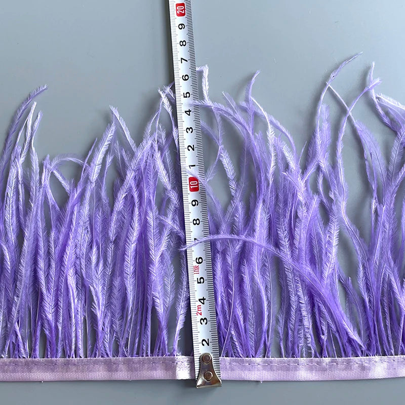 Ostrich Feathers Trim 10 Meter 13-18 CM Feather Plumes Ribbon Selvage For DIY Wedding Dress Decoration Crafts Accessories
