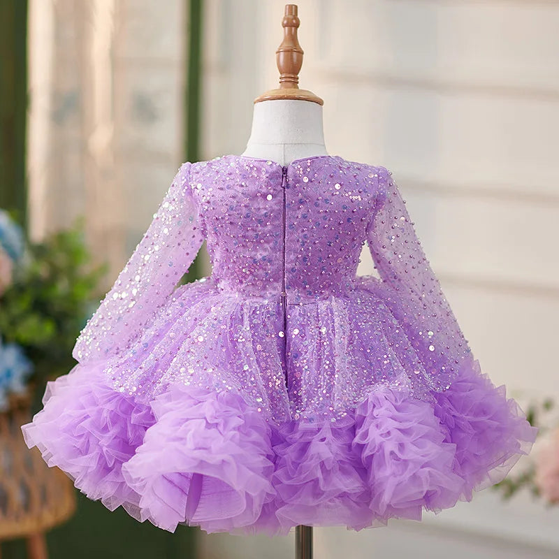 New Girl Purple Princess Dress Gorgeous and Elegant Birthday Party Prom Evening Dress Host Model Walk Show Performance Dress
