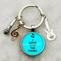 Musical Instrument Piano Guitar Electronic Organ Music Keychain Pendant Musical Note Keychain Keyring Music Glass Dome Jewelry