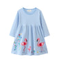 Jumping Meters Long Sleeve Princess Girls Dresses Unicorn Applique Stripe Baby Clothes Autumn Spring Kids Frocks Costume Dress