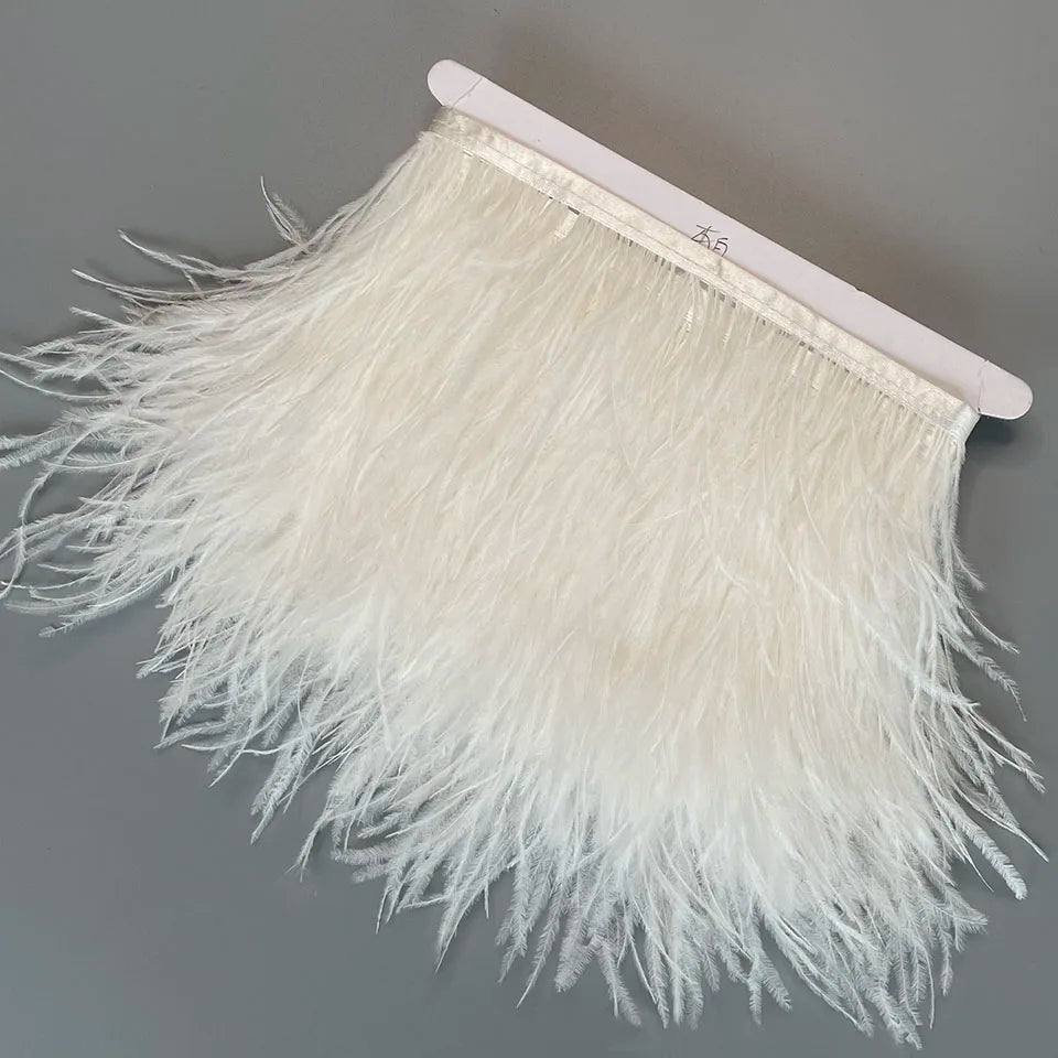 Ostrich Feathers Trim 10 Meter 13-18 CM Feather Plumes Ribbon Selvage For DIY Wedding Dress Decoration Crafts Accessories