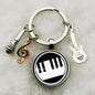Musical Instrument Piano Guitar Electronic Organ Music Keychain Pendant Musical Note Keychain Keyring Music Glass Dome Jewelry