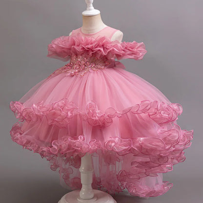 Girl Flower Princess Sequins Baby Wedding Christmas Party Tail Dress Birthday Party Wedding Flower Girl Sweet and Cute Dress