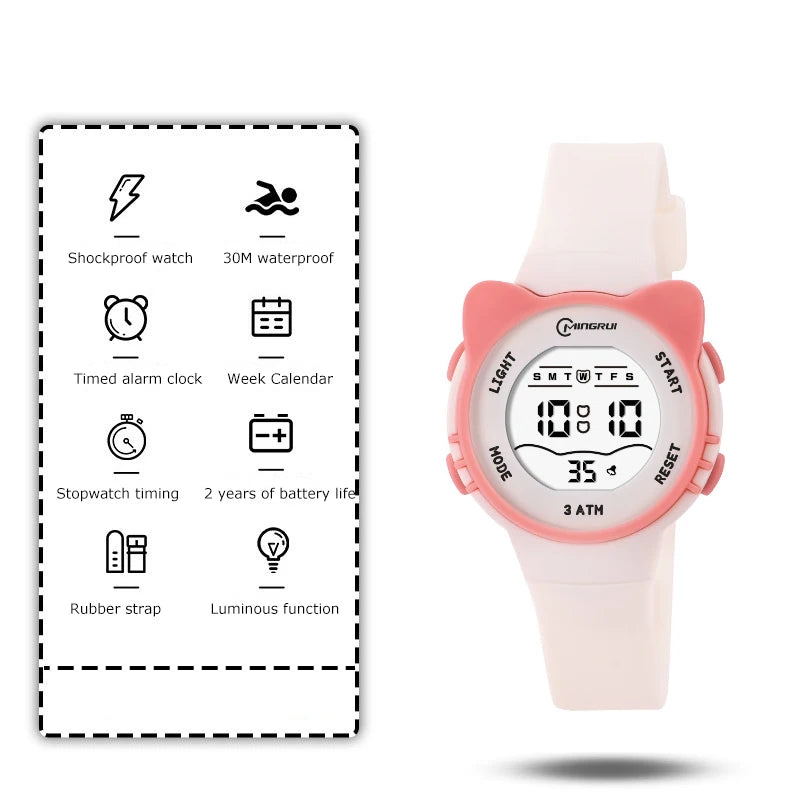 UTHAI C16 Girls And Boys Cute Meow Star Watches Kids Children's Junior High School Waterproof Alarm Clock Electronic Watch