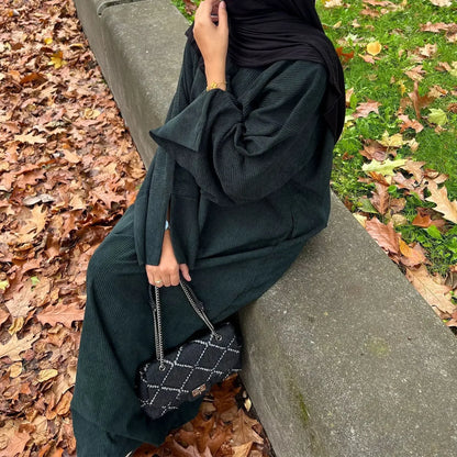 Women Casual Loose Abaya for Women Dubai Abayas Fashion Solid Muslim Dress Temperament Kaftan Robe Femme Vintage Maxi Vestidos
