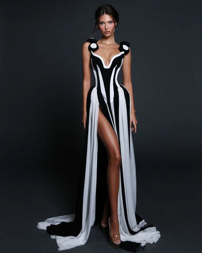 2025 New Spring Women Sleeveless Sexy V-Neck Bodycon Long Bandage Dress Fashion Celebrate Birthday Evening Party Dress Vestido