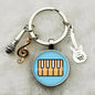Musical Instrument Piano Guitar Electronic Organ Music Keychain Pendant Musical Note Keychain Keyring Music Glass Dome Jewelry