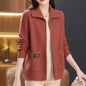 Knitted Cardigan Jacket Women Sweater New Autumn Winter Lapel Zipper Sweater Jacket Loose Solid Outerwear Female Sweatshirt Tops