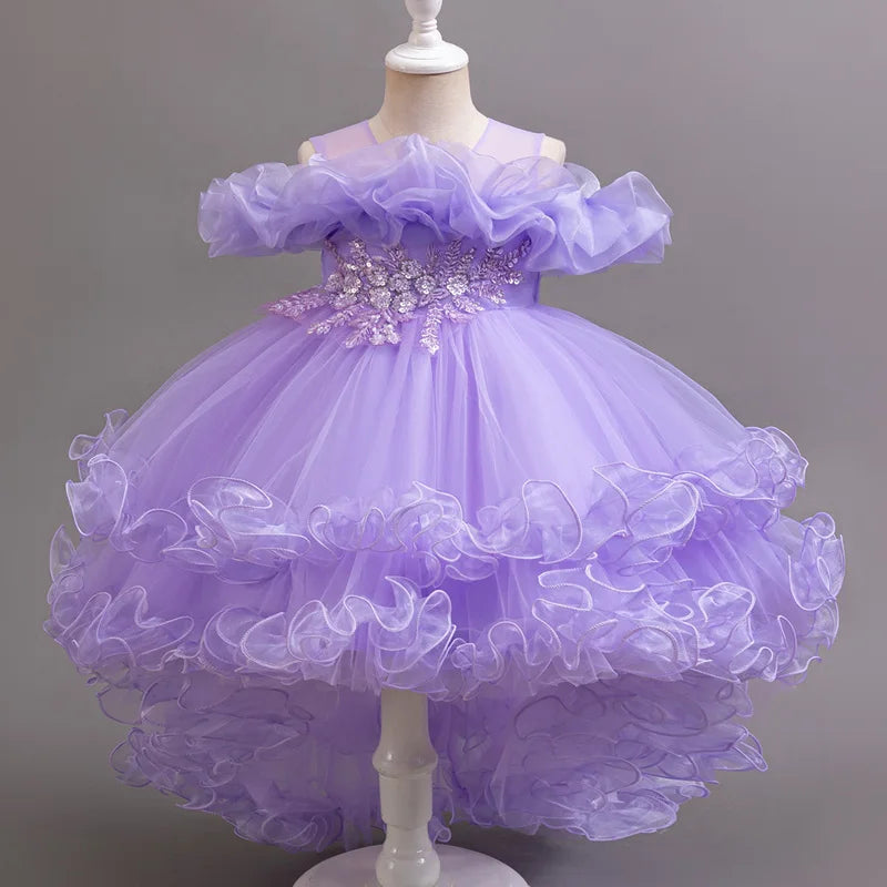 Girl Flower Princess Sequins Baby Wedding Christmas Party Tail Dress Birthday Party Wedding Flower Girl Sweet and Cute Dress