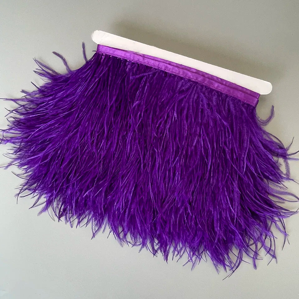 Ostrich Feathers Trim 10 Meter 13-18 CM Feather Plumes Ribbon Selvage For DIY Wedding Dress Decoration Crafts Accessories