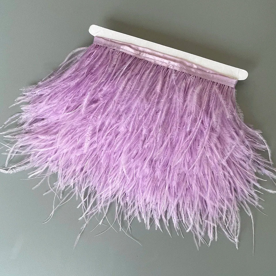 Ostrich Feathers Trim 10 Meter 13-18 CM Feather Plumes Ribbon Selvage For DIY Wedding Dress Decoration Crafts Accessories