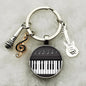 Musical Instrument Piano Guitar Electronic Organ Music Keychain Pendant Musical Note Keychain Keyring Music Glass Dome Jewelry