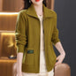 Knitted Cardigan Jacket Women Sweater New Autumn Winter Lapel Zipper Sweater Jacket Loose Solid Outerwear Female Sweatshirt Tops
