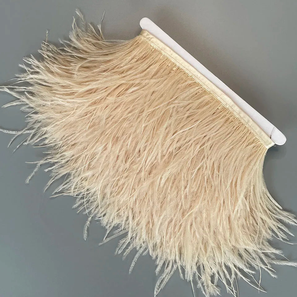 Ostrich Feathers Trim 10 Meter 13-18 CM Feather Plumes Ribbon Selvage For DIY Wedding Dress Decoration Crafts Accessories