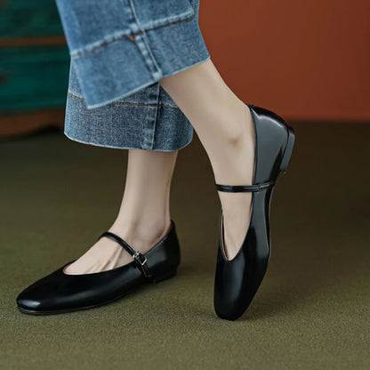 JOZHAMTA Size 34-43 Women Ballet Flats Shoes Soft Real Leather 2025  Silver Buckle Strap Casual Low Heels Wedding Dress Shoes