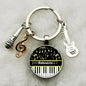 Musical Instrument Piano Guitar Electronic Organ Music Keychain Pendant Musical Note Keychain Keyring Music Glass Dome Jewelry