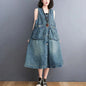 New Spring Summer Female Fashion Denim Sundress Long Casual Dress Oversized Women's Korean Loose Denim Strap Dresses Blue Tide