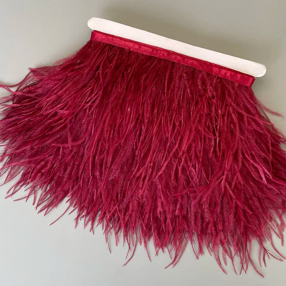 Ostrich Feathers Trim 10 Meter 13-18 CM Feather Plumes Ribbon Selvage For DIY Wedding Dress Decoration Crafts Accessories
